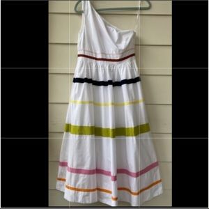 Jcrew white poplin ribbon dress